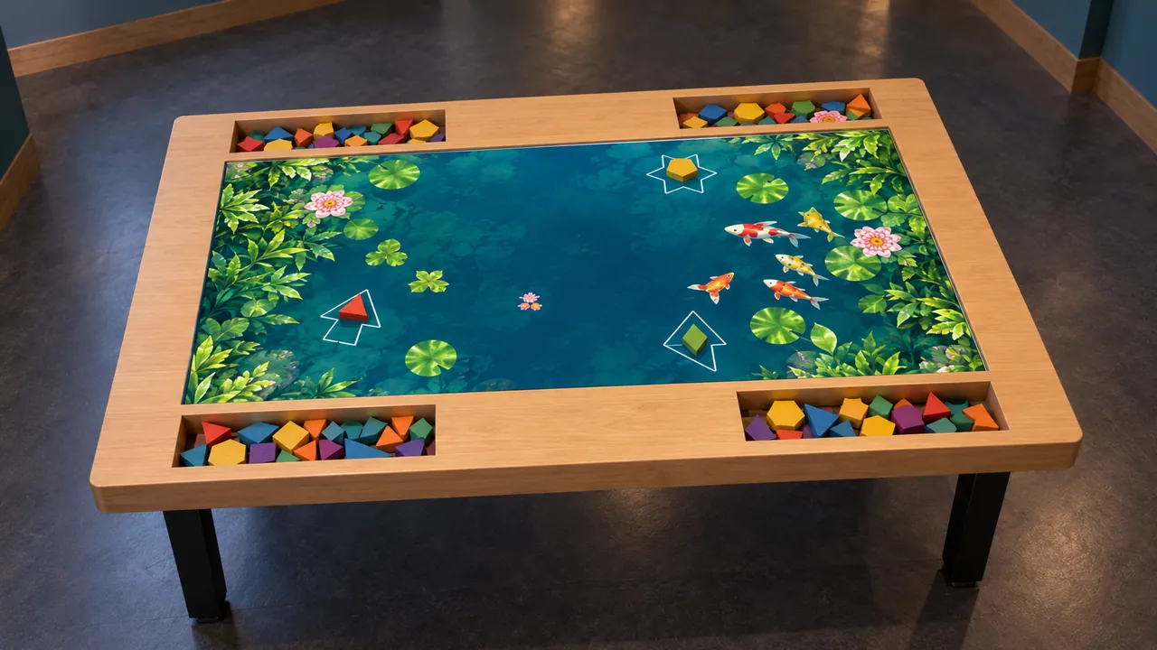 Build Bloom table with geometric blocks and the Koi pond scene.