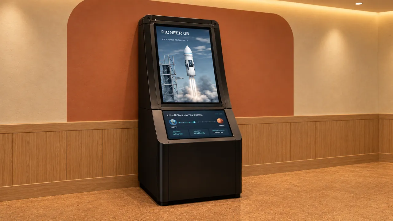 Design Your Spaceship station with a lower control screen and upper mission display.